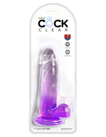 King Cock Clear 7 inch Realistic Cock with Balls - Realistic Dildos