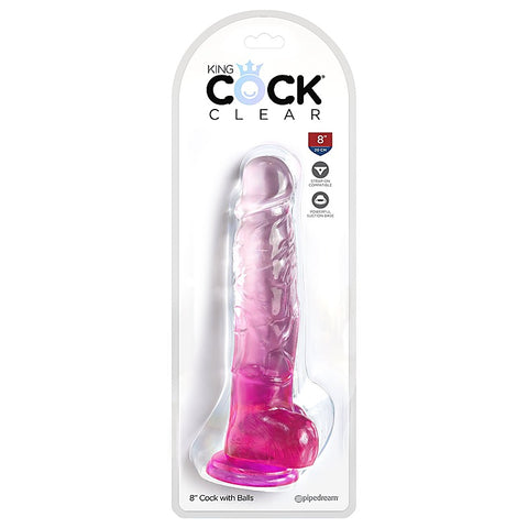 King Cock Clear 8 Inch Realistic Dong with Balls - Realistic Dildos