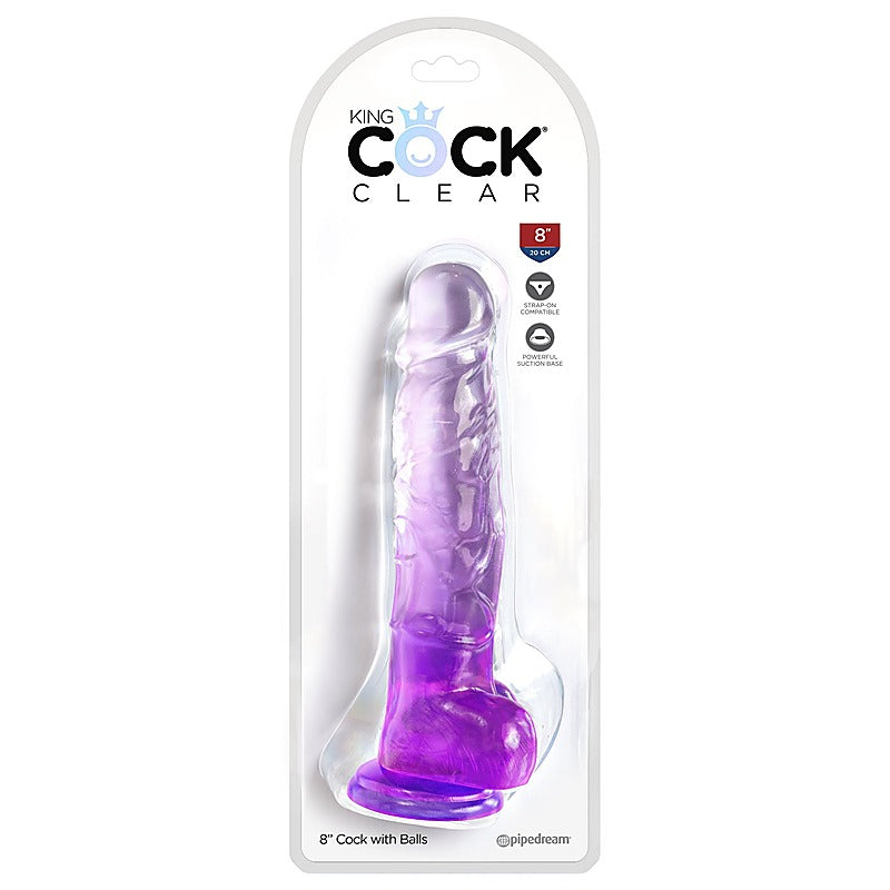 King Cock Clear 8 Inch Realistic Dong with Balls - Realistic Dildos