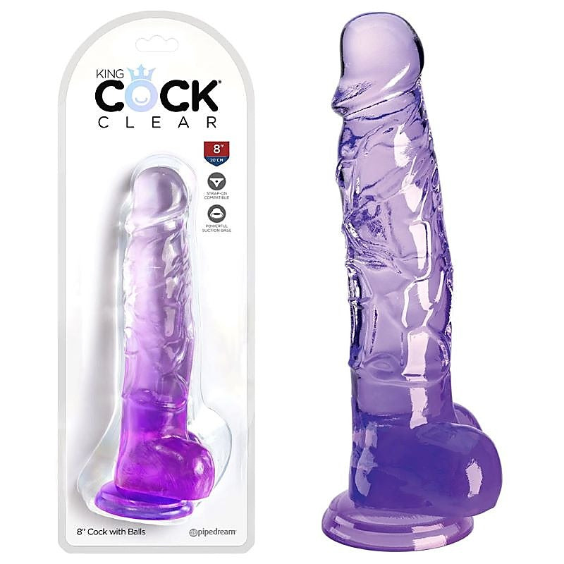 King Cock Clear 8 Inch Realistic Dong with Balls - Realistic Dildos