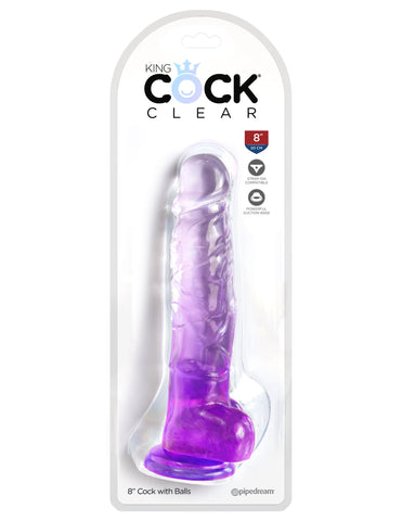 King Cock Clear 8 inch Realistic Dong with balls - Realistic Dildos
