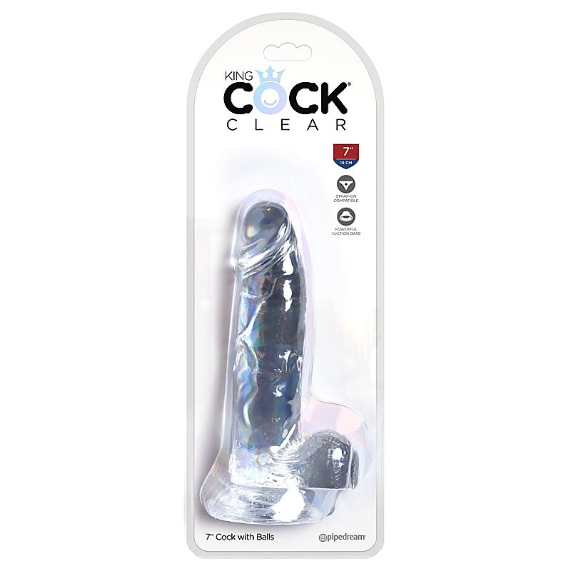 King Cock Clear Realistic Cock with Balls - Realistic Dildos