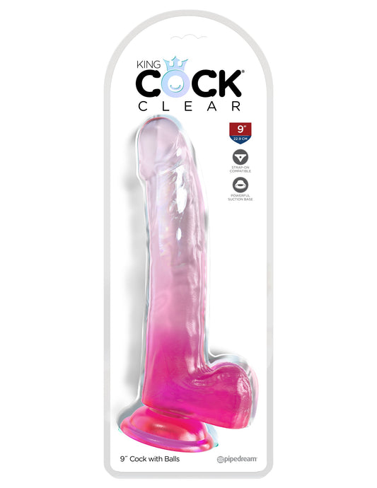 King Cock Clear 9 inch Realistic Cock with Balls - Realistic Dildos