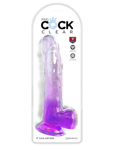 King Cock Clear 9 inch Realistic Cock with Balls - Realistic Dildos