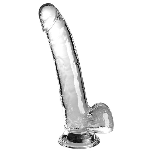 King Cock Clear Suction Cup Base Dildo with Balls - Clear - Realistic Dildos