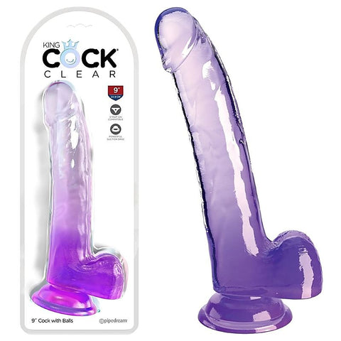 King Cock Clear Suction Cup Base Dildo with Balls - Realistic Dildos