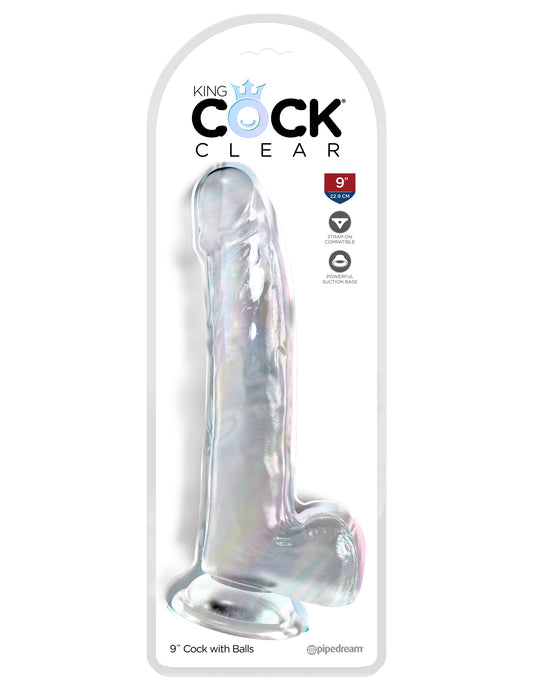 King Cock Clear Suction Cup Base Dildo with Balls - Clear {% if variant != 'Default Title' and variant != blank %} {% endif %} Realistic Dildos