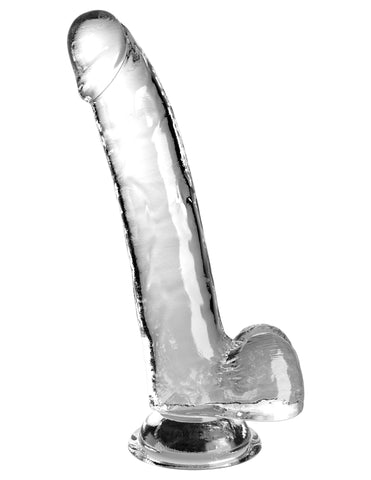 King Cock Clear Suction Cup Base Dildo with Balls - Clear - Realistic Dildos