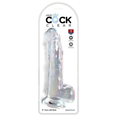 King Cock Clear Suction Cup Base Dildo with Balls - Realistic Dildos