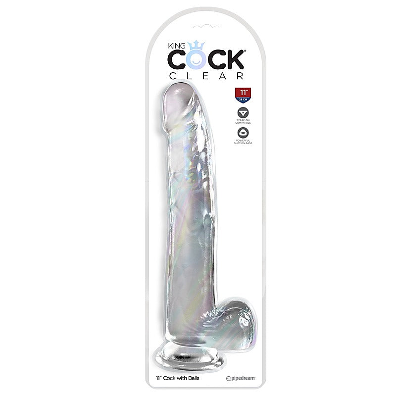 King Cock Clear Suction Cup Base Dildo with Balls - Realistic Dildos