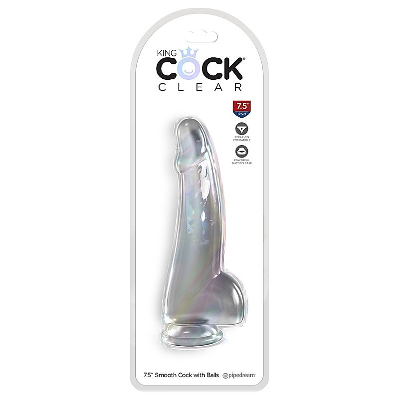 King Cock Clear Suction Cup Base Dildo with Balls - Realistic Dildos