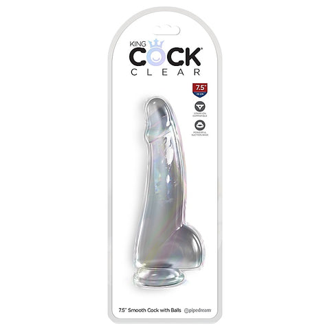 King Cock Clear Suction Cup Base Dildo with Balls - Realistic Dildos