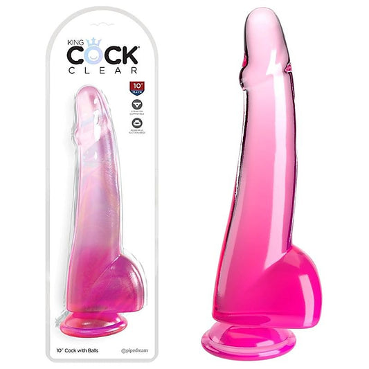 King Cock Clear 10 inch Realistic Dildo with Balls