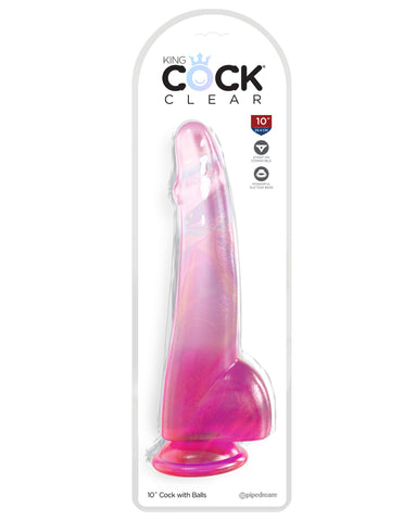 King Cock Clear 10 inch Realistic Dildo with Balls - Realistic Dildos