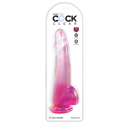 King Cock Clear 10 Inch with Balls by Pipedream Products - Realistic Dildos