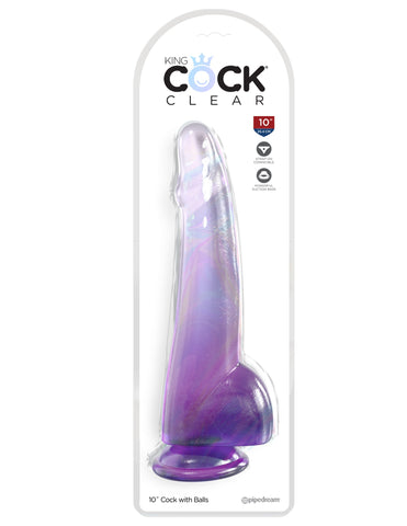 King Cock Clear 10 inch Realistic Dildo with Balls - Realistic Dildos