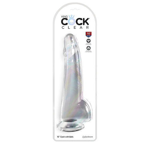 King Cock Clear 10 Inch with Balls by Pipedream Products - Realistic Dildos