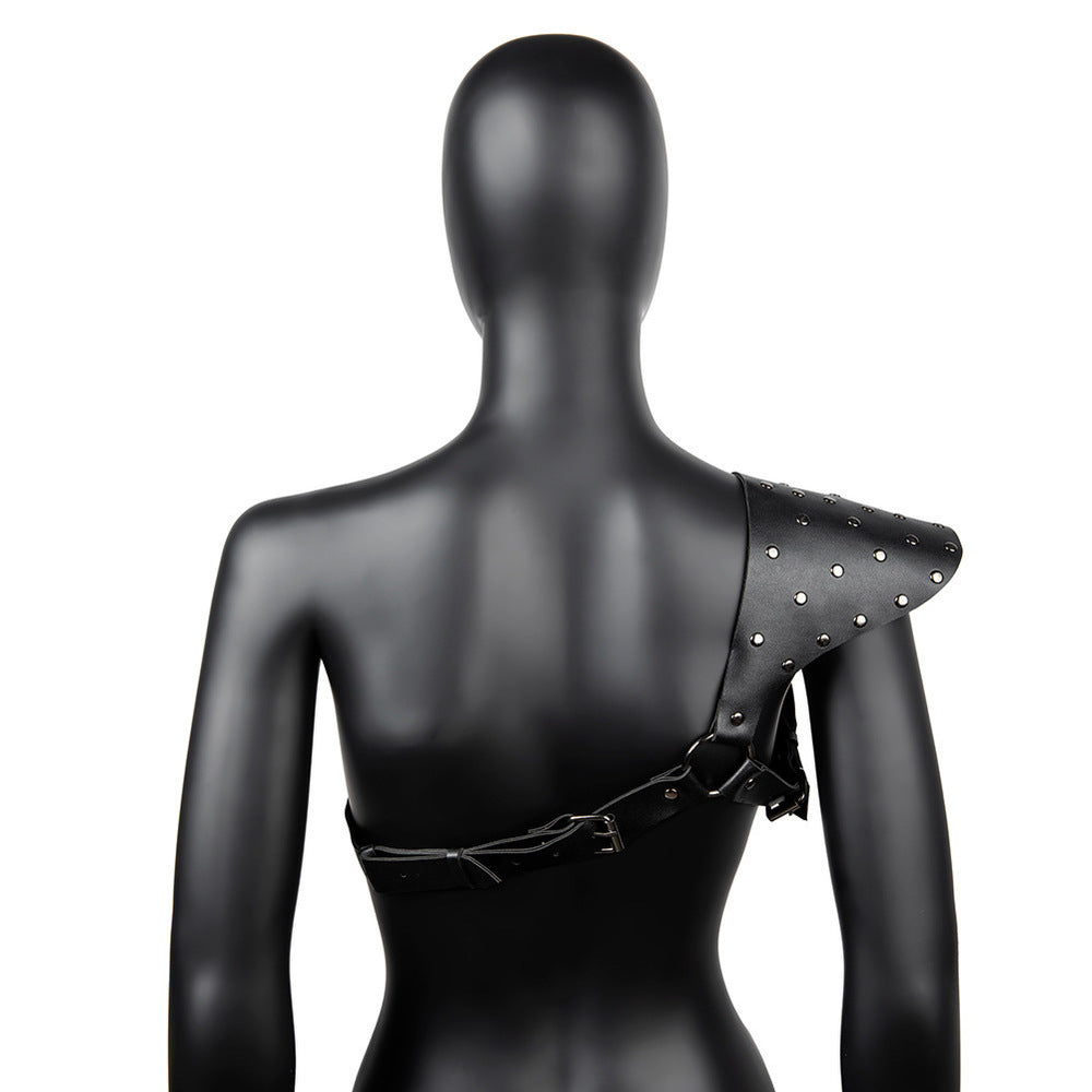BDStyle One Shoulder Fetish Play Chest Harness Cuffs And Restraints