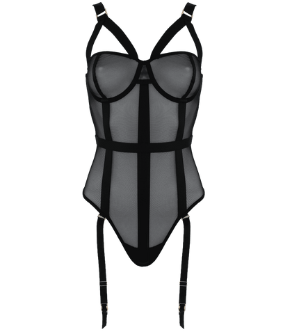 Muse Black Mesh One Piece Womens Fetish Teddy - Her Fetish
