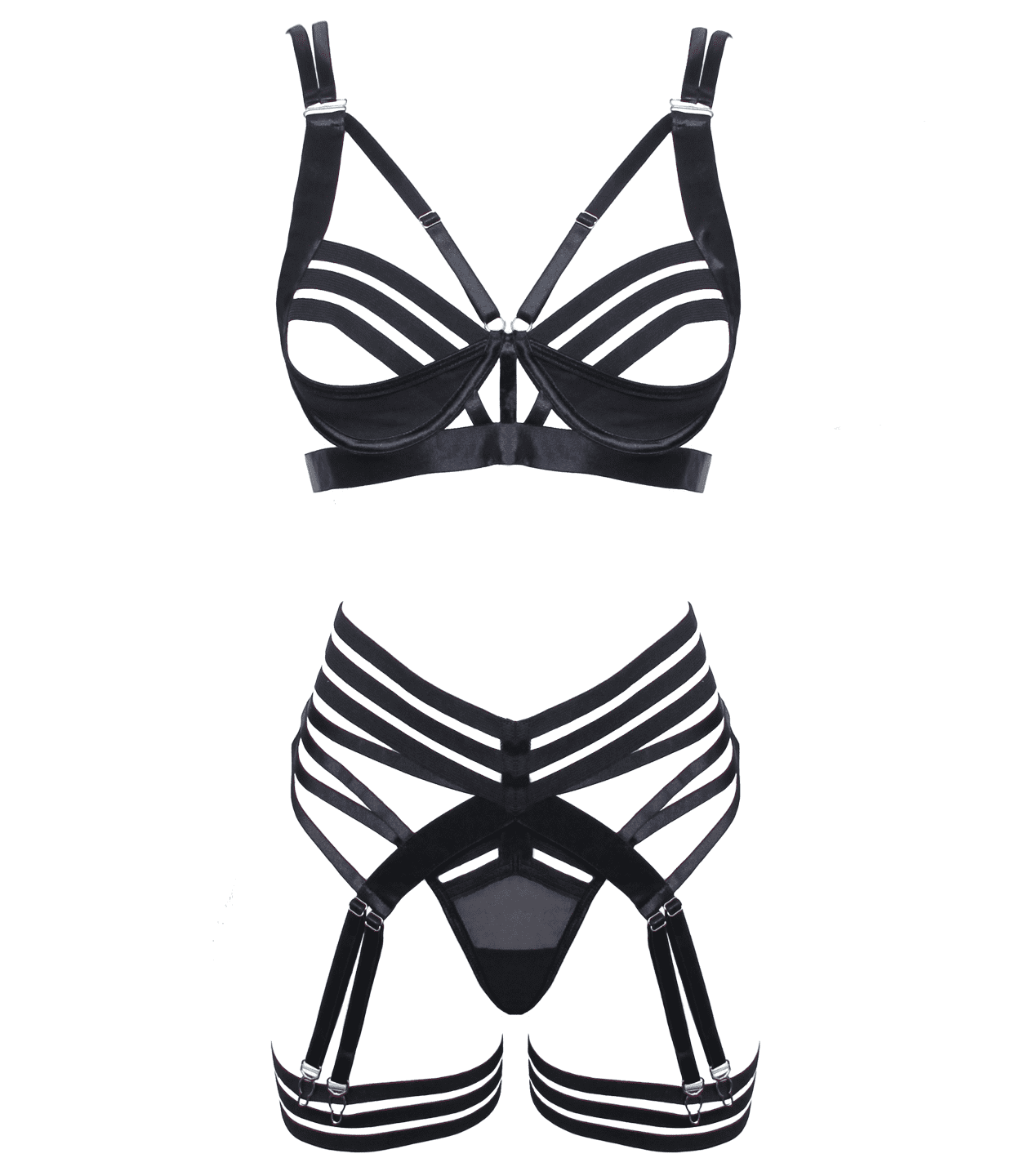 Muse Fetish Play Sexy Womens Lingerie Set Black Black Large Her Fetish