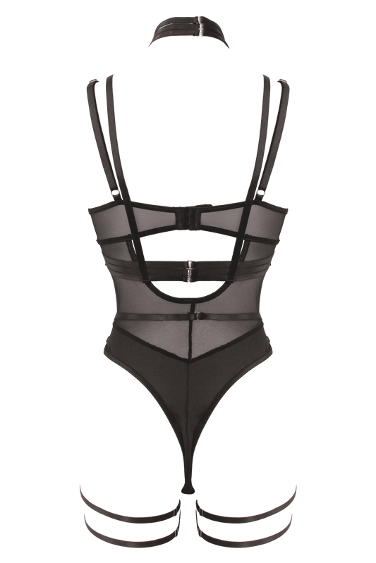 Muse Lingerie 3 Piece Bodysuit With Elastic Brace Top Her Fetish