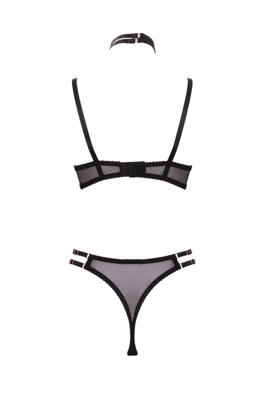 Muse Lingerie 3 Piece Peek a Boo Bra and Panty Set Her Fetish