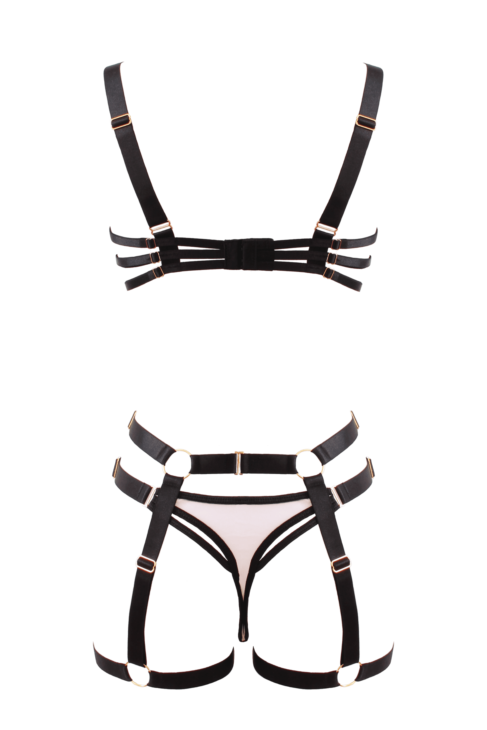 Muse Bra and Panty Set With Elastic Leg Garter Belt Her Fetish