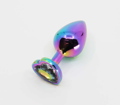 Love In Leather Butt Plug With Heart Gem Pride/Rainbow - Butt Plugs