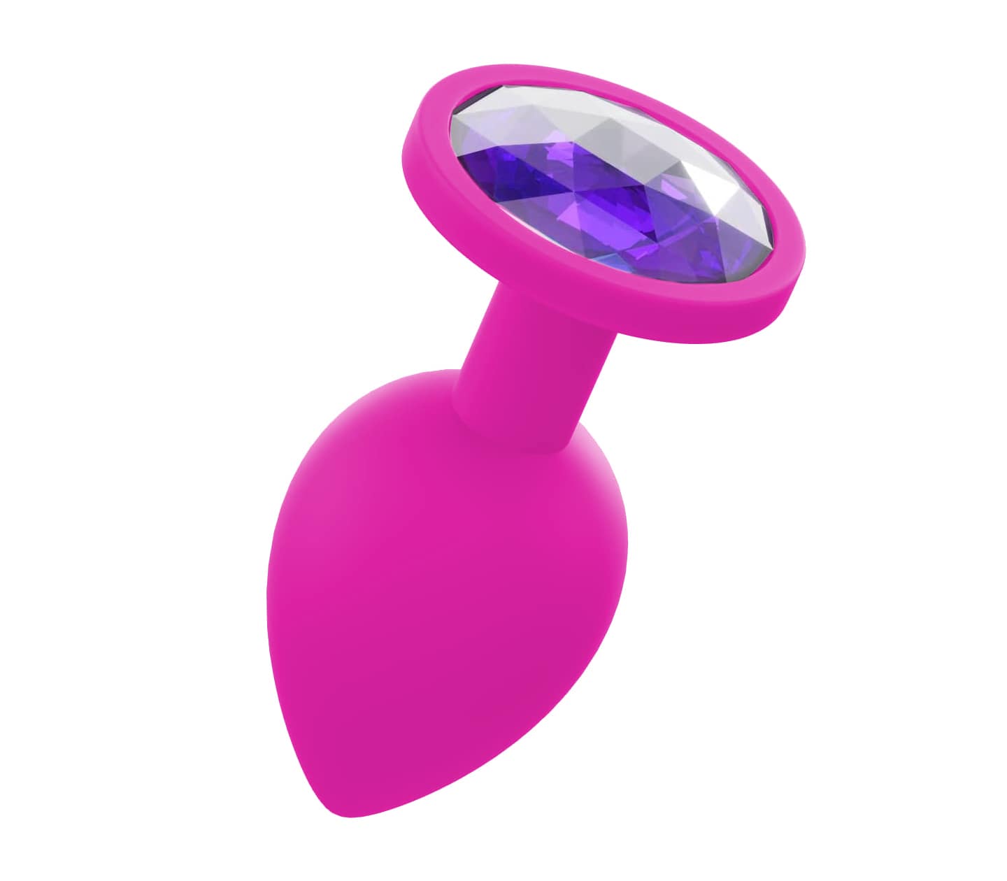 Love In Leather Silicone Butt Plug With Gem Pink Medium Butt Plugs