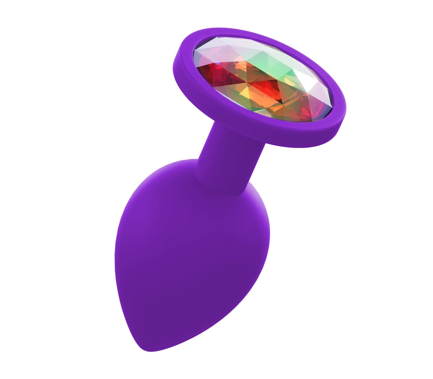 Love In Leather Premium Silicone Anal Plug With Gem Purple Butt Plugs