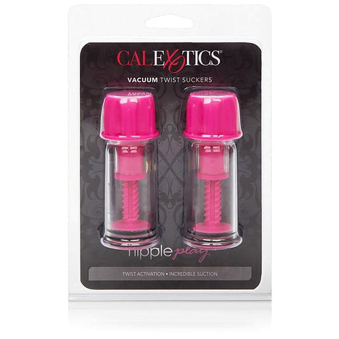 Nipple Play Vacuum Twist Suckers by California Exotics - Steel Sex Toys