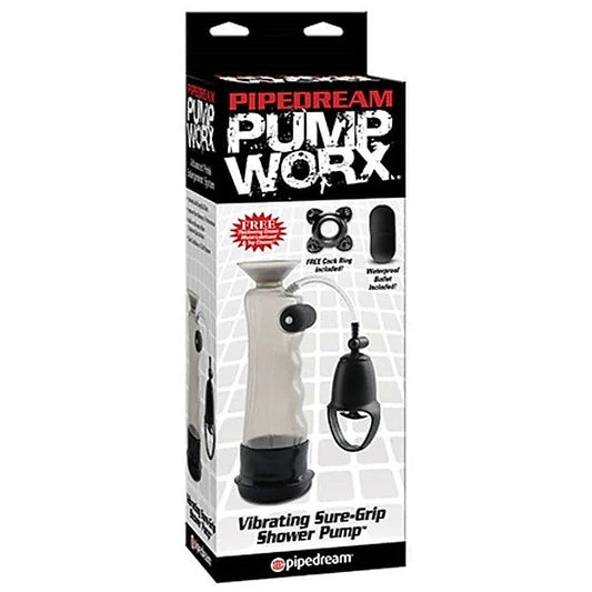 Pump Worx Vibrating Sure Grip Shower Penis Pump - Pumps, Extenders and Sleeves