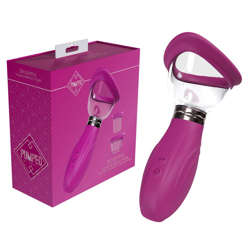 Shots Toys PUMPED Delightful Auto USB Rechargeable Ladies Pump Pink Pussy And Clit Toys