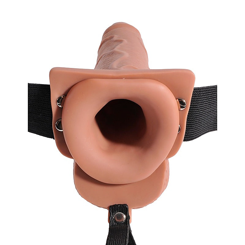 Fetish Fantasy 7.5 Inch Hollow Squirting Strap-On with Balls - Strap On Sextoys