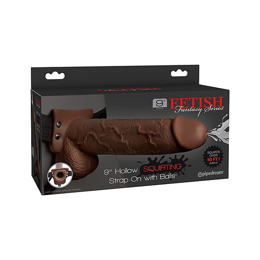 Fetish Fantasy 9 inch Hollow Squirting Strap-On with Balls