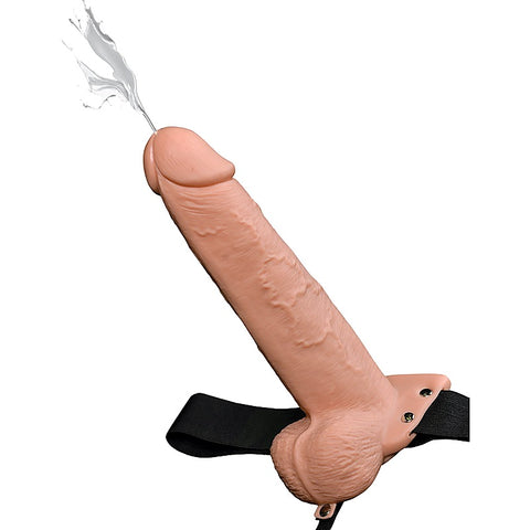 Fetish Fantasy 9 Inch Hollow Squirting Strap-On - Bullet Vibrators