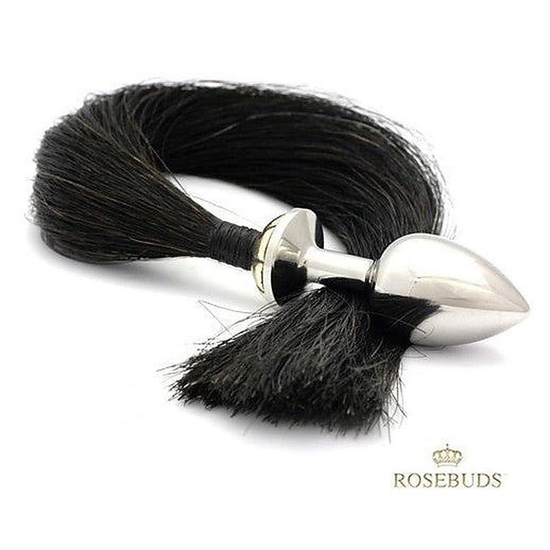Rosebuds Tailbud M Natural Horse Hair 48.5cm - Steel Sex Toys