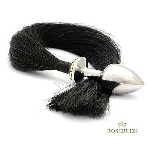 Rosebuds Tailbud M Natural Horse Hair 48.5cm - Steel Sex Toys
