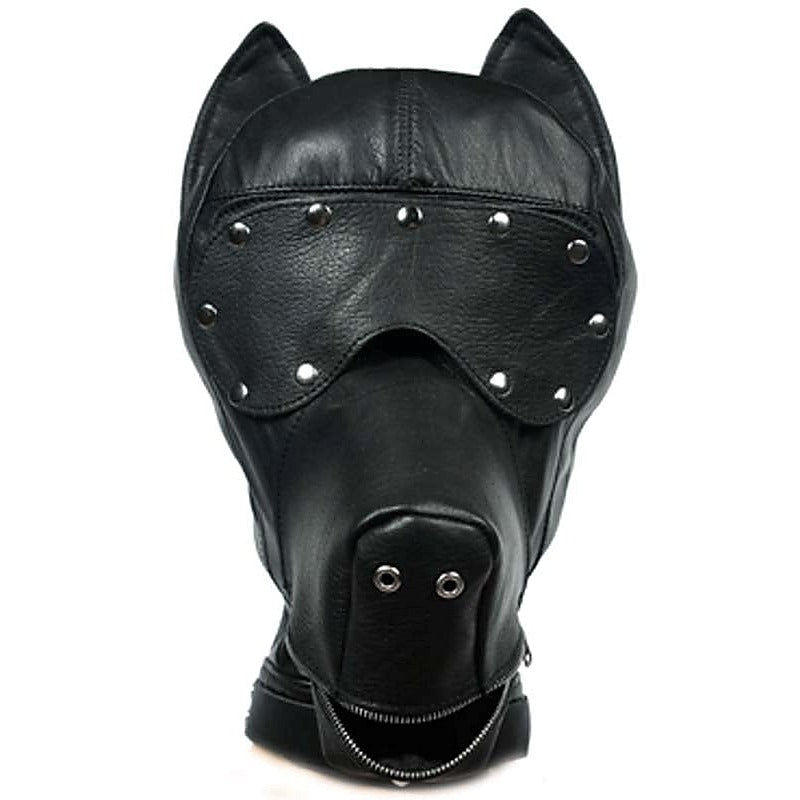 Professional Leather Dog Hood by BDStyle - Bondage Hoods