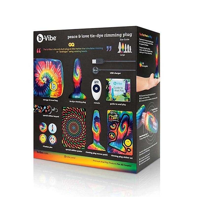 Peace and Love Tie-Dye Rimming Plug by B-Vibe - Remote Control Vibrators
