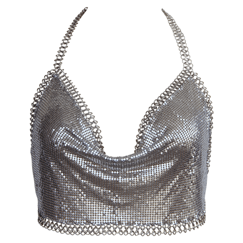 Muse Lingerie Womens Cropped Halter Neck Top Silver Default Title Skirts And Club Wear