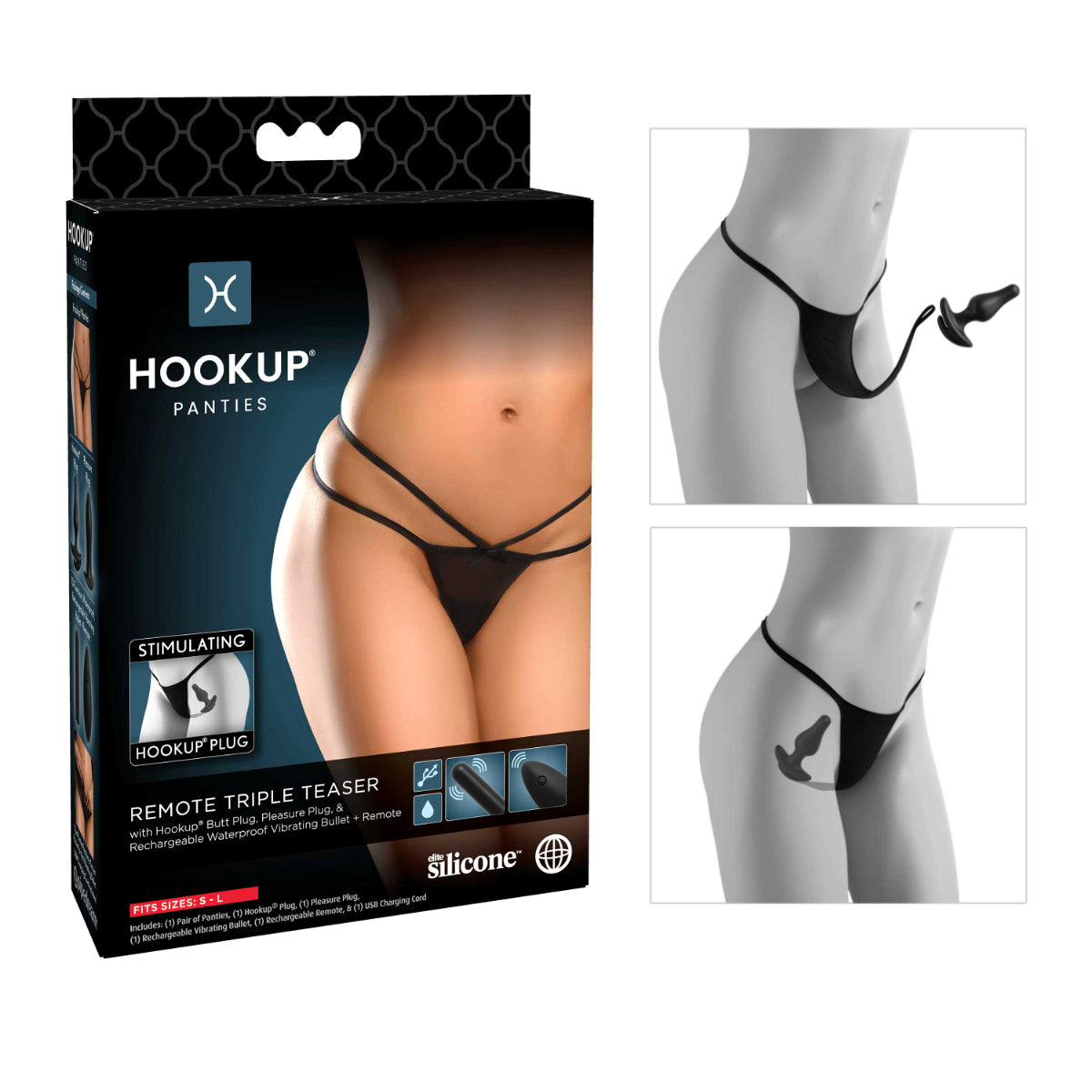 Pipedream HOOKUP Remote Triple Teaser With Butt Plug Remote Control Vibrators