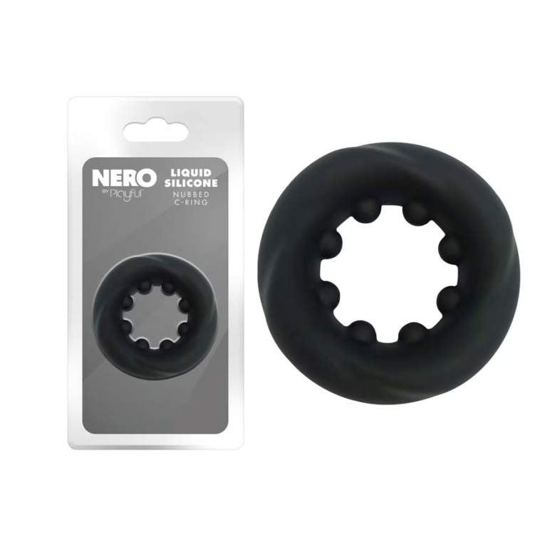 Playful Nero Liquid Silicone Nubbed Cock Ring Silicone Cock Rings