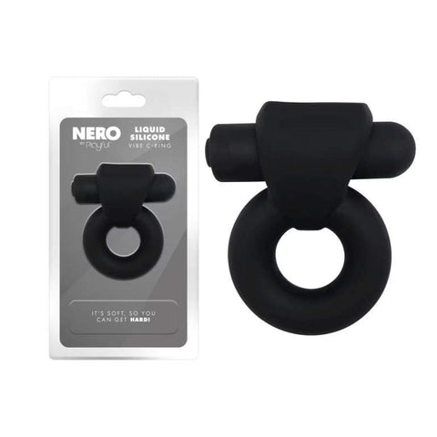 Playful Nero Liquid Silicone Vibe Dual Cock Ring - Silicone Cock Rings