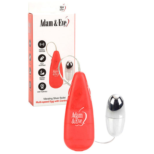 Adam & Eve VIBRATING SILVER Vibrating Bullet with Remote - Bullet Vibrators