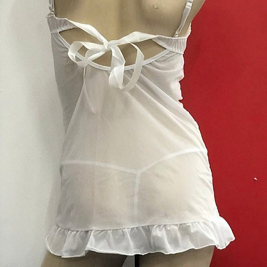 White Bow Babydoll with G-String by Ella Bidoe - Babydolls and Chemises