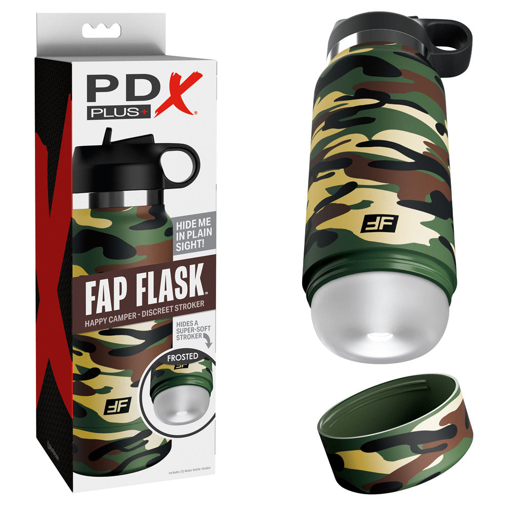 PDX Plus Fap Flask Happy Camper Frosted Male Stroker Masturbators and Strokers