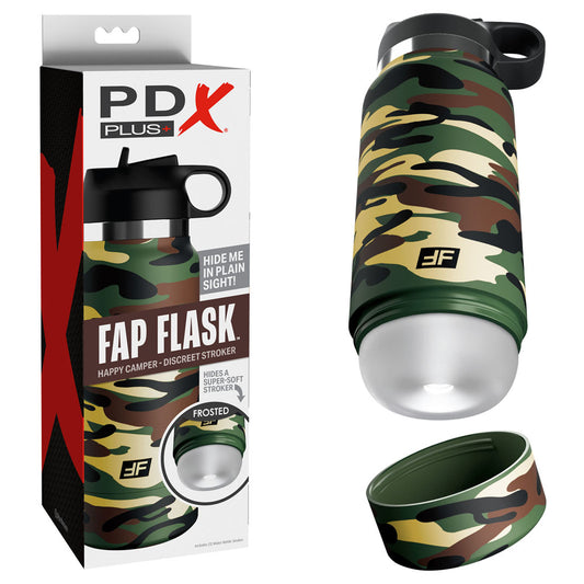 PDX Plus Fap Flask - Happy Camper Frosted Male Stroker - Masturbators and Strokers