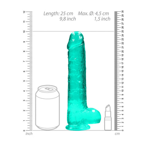 REALROCK 9 Inch Realistic Dildo With Balls Turquoise - Realistic Dildos