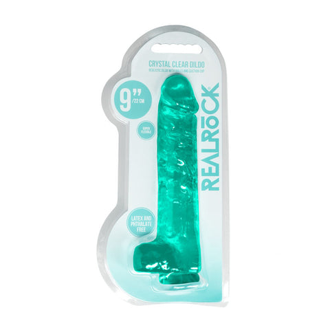 REALROCK 9 Inch Realistic Dildo With Balls Turquoise - Realistic Dildos